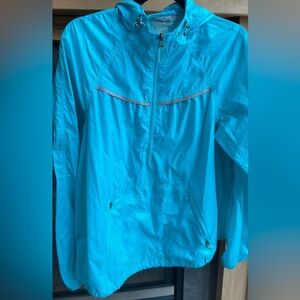 Athleta Vibrant Blue 1/4 zip Packable Lightweight Jacket Medium